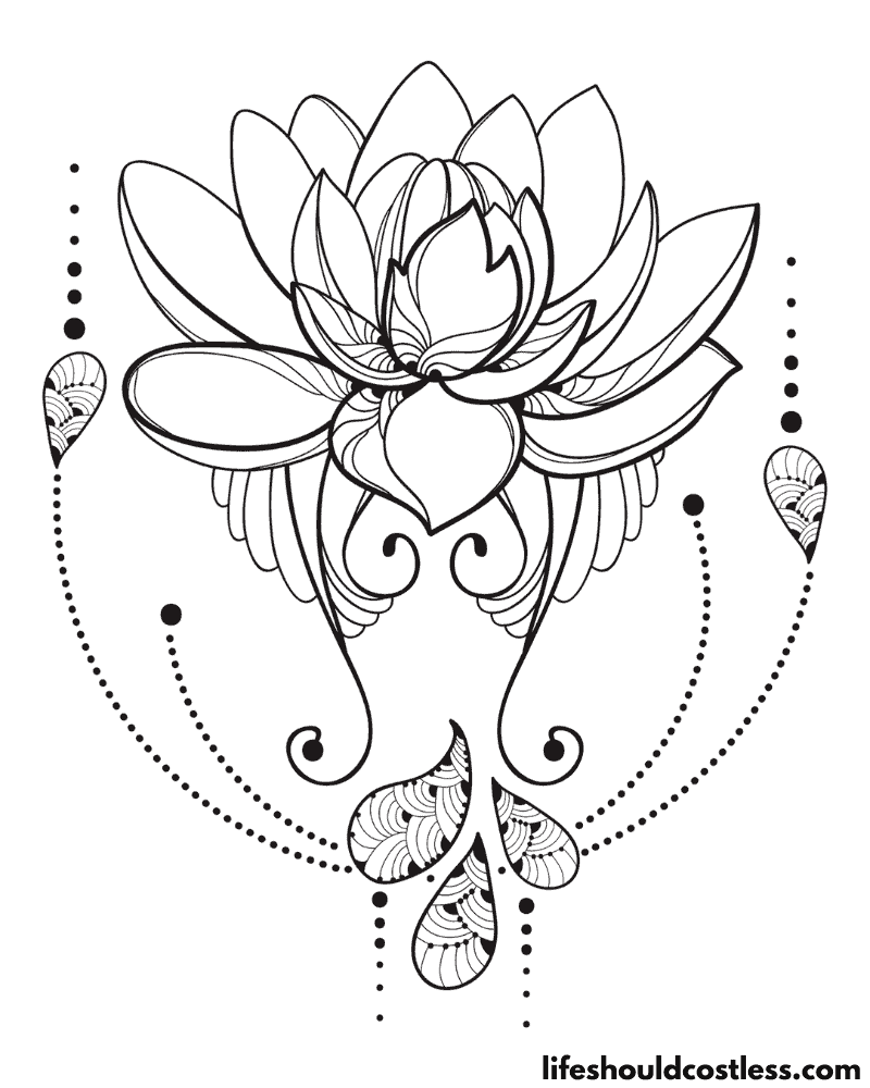 Lotus flower coloring pages example