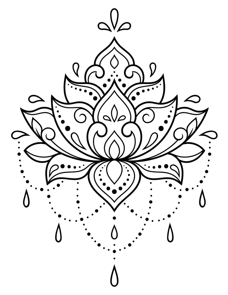 Lotus flower colouring pages
