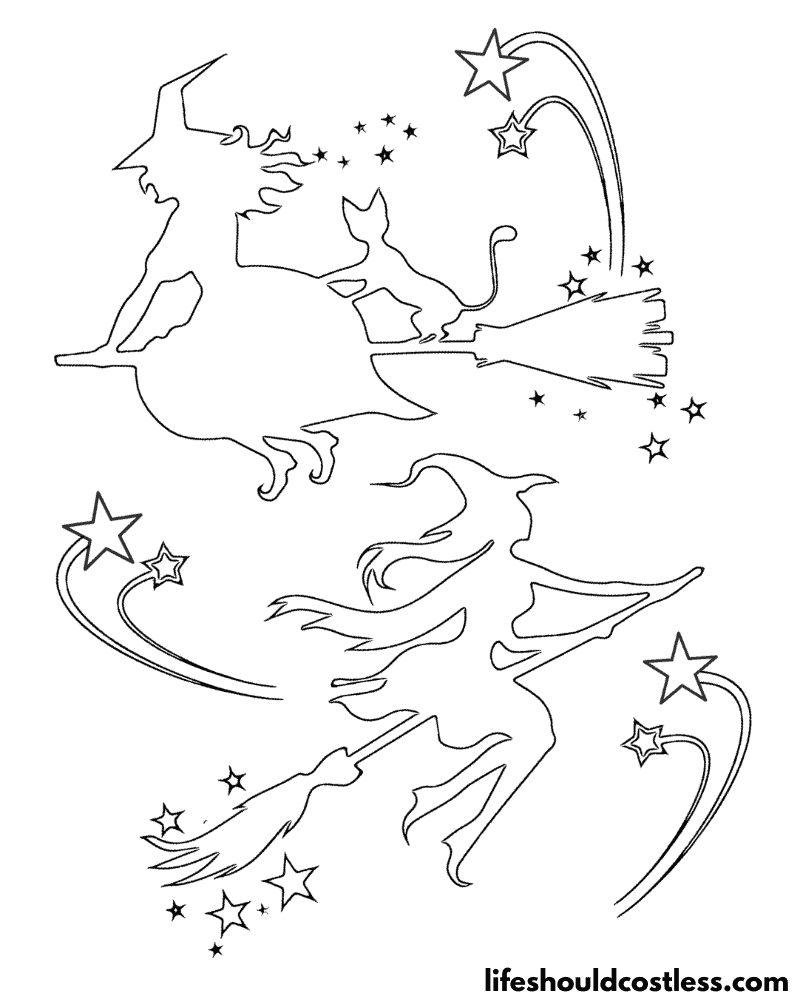 Outline Witches Coloring Pages Example