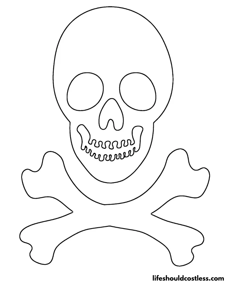 Skull And Crossbones Outline Bone Coloring Page Example