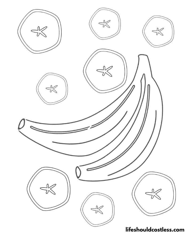 Slices and banana colouring pages example
