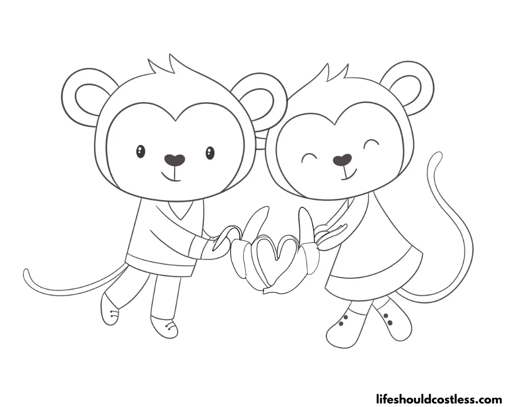 Monkey with Banana Coloring Pages - Get Coloring Pages