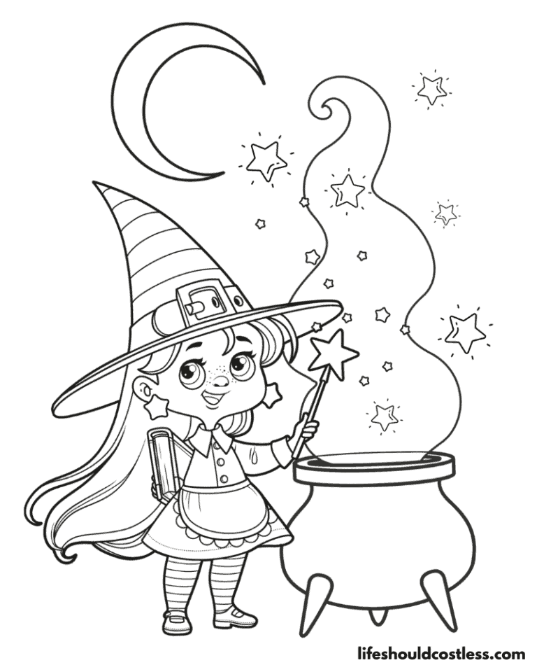 Witch Coloring Pages (free printable PDF templates) - Life Should Cost Less