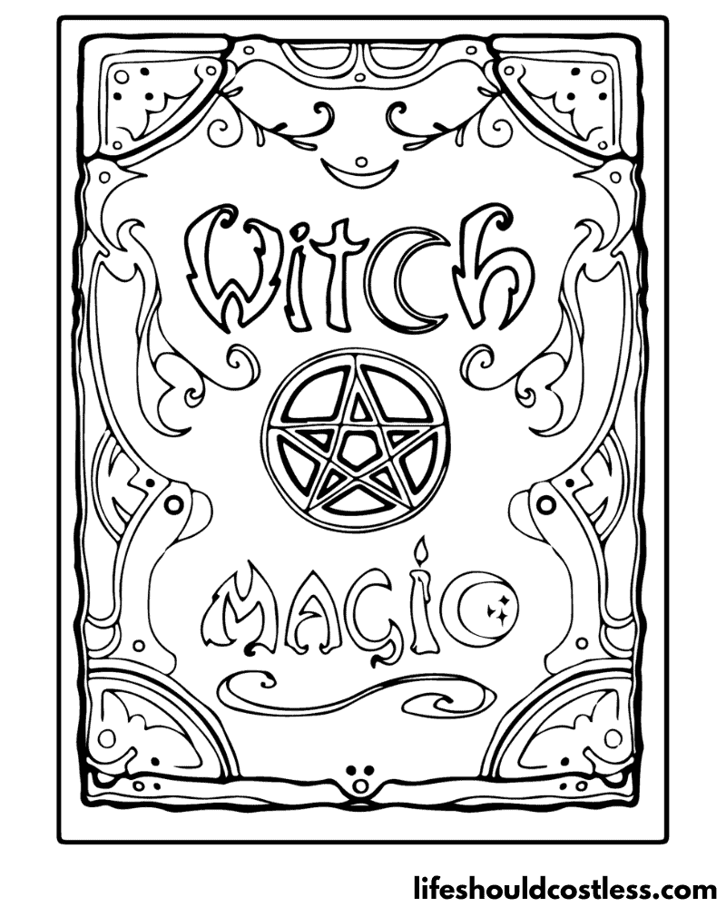 Witch spell book coloring page example