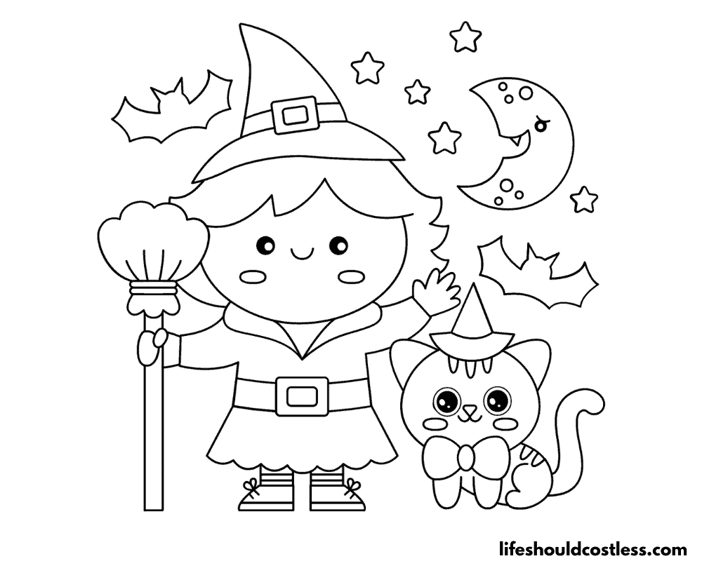 Witchy colouring pages example