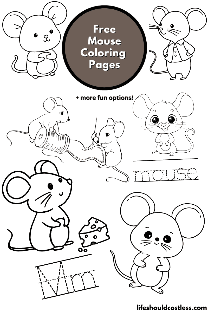 Mouse coloring pages (free printable PDF templates) - Life Should Cost Less