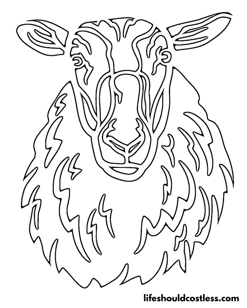 Adult Colouring Pages Sheep Outline Example