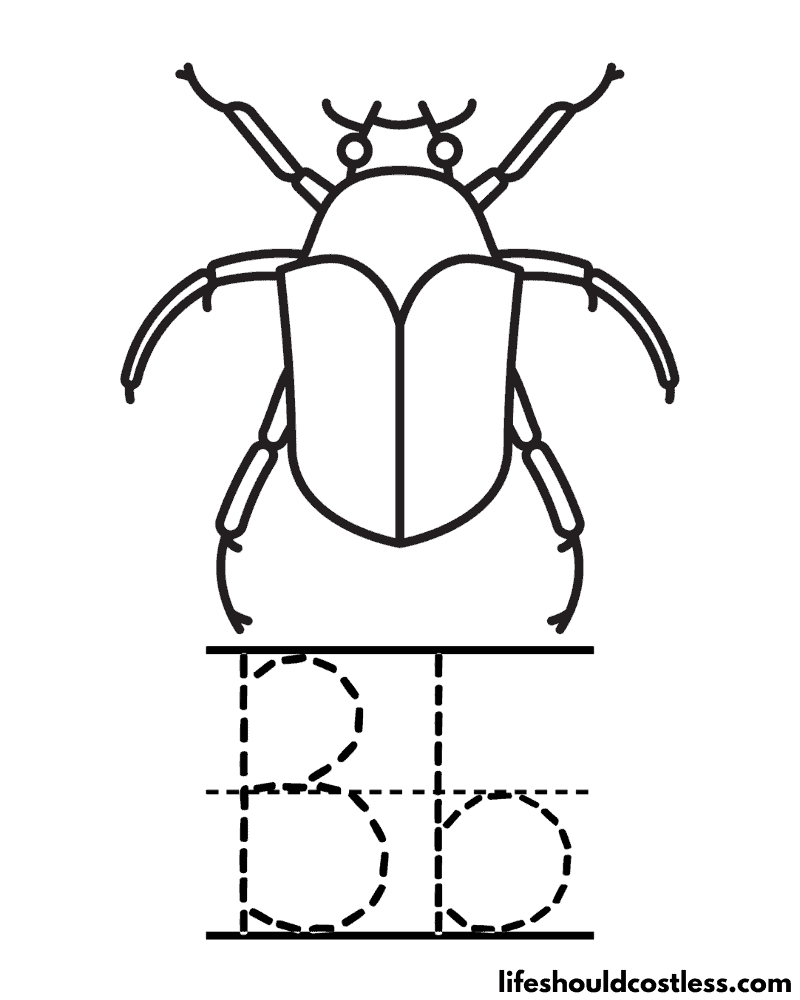 Letter B is for beetle coloring page example