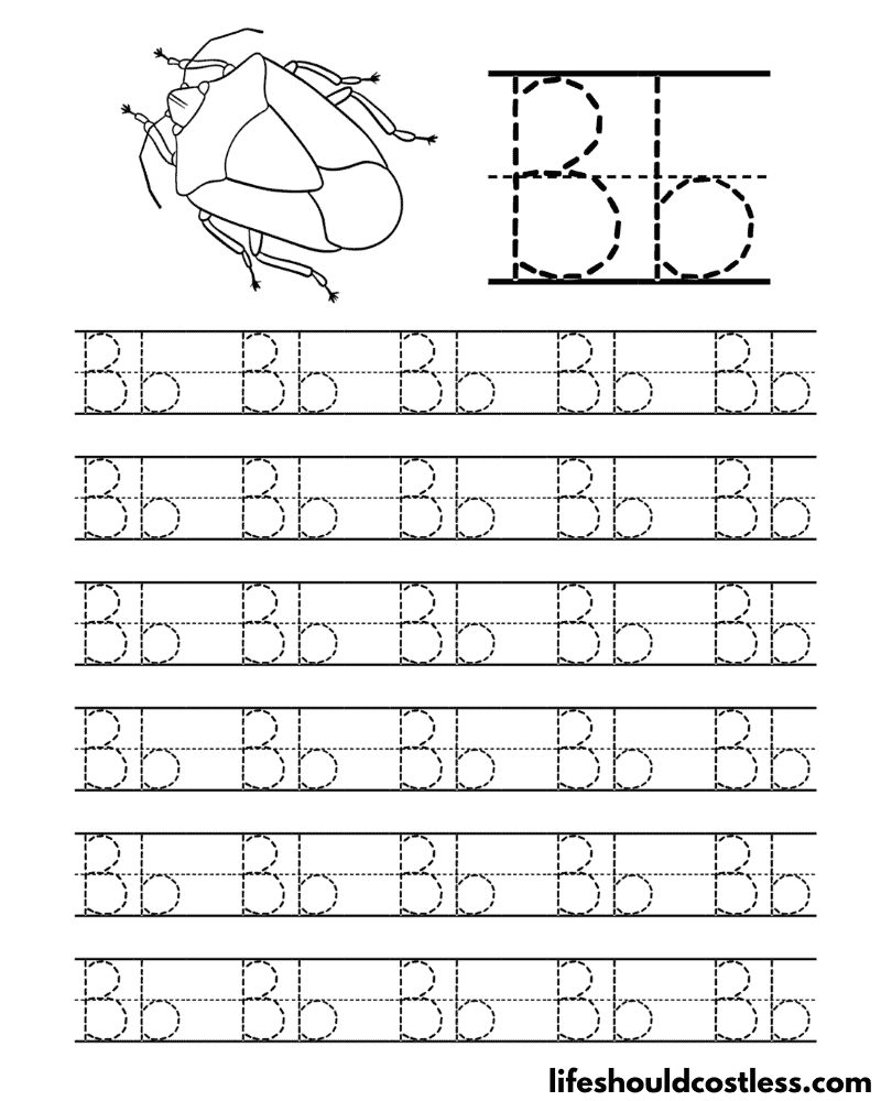 Letter B is for beetle word page example