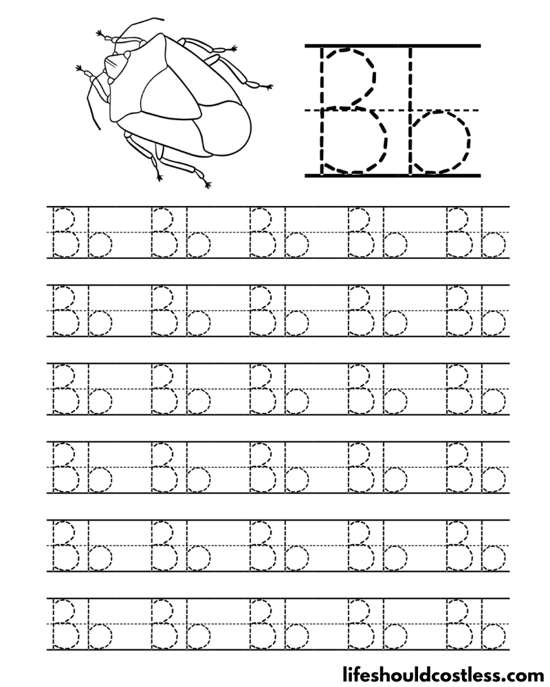 Letter B is for beetle word page example