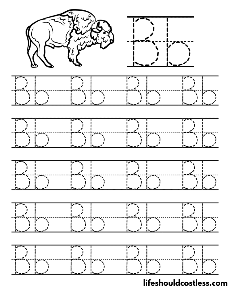 Letter B is for buffalo word page example