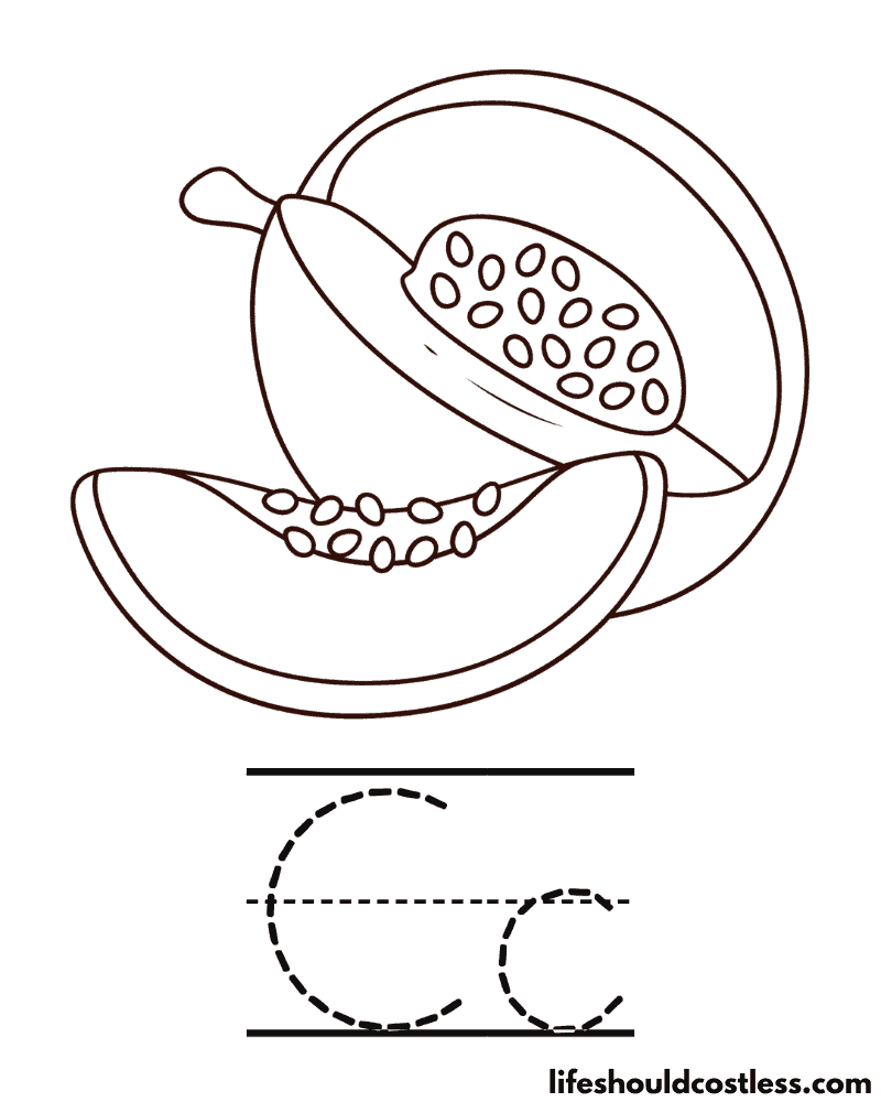 Letter C is for cantaloupe coloring page example