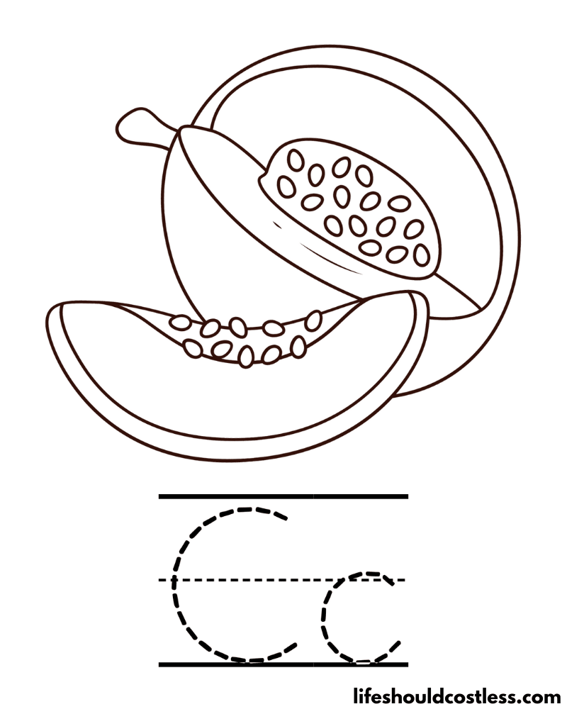 Letter C is for cantaloupe coloring page example