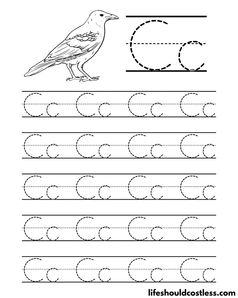 Letter C is for crow word page example