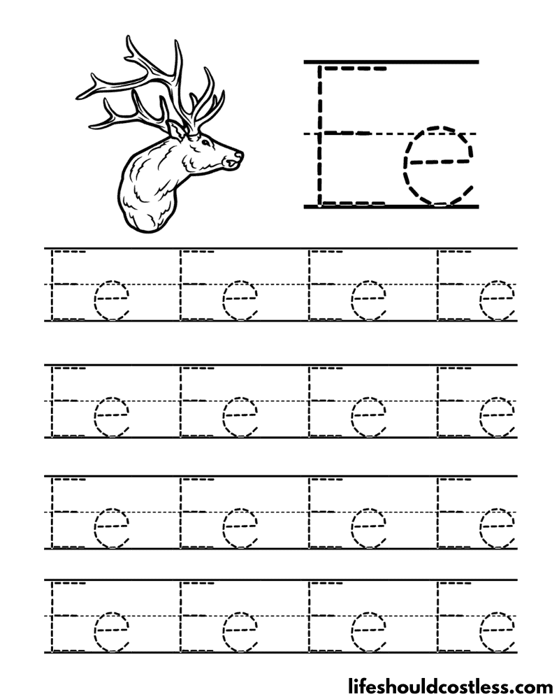 Letter E is for elk coloring page example