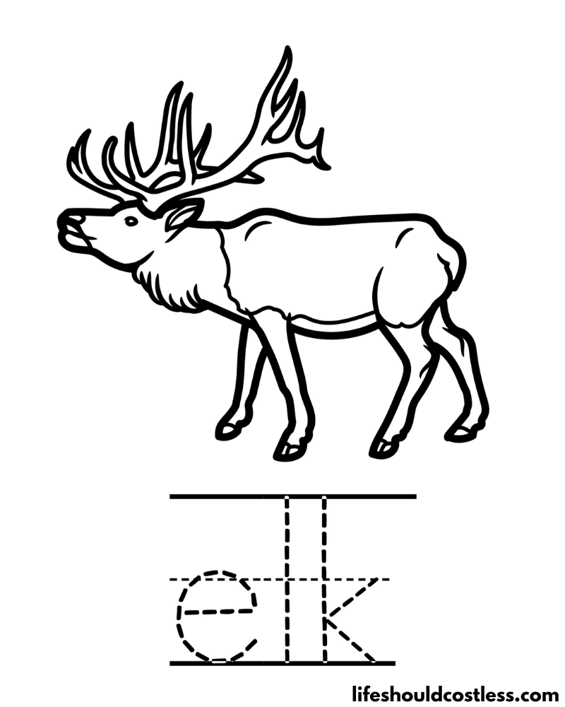Letter E is for elk worksheet example