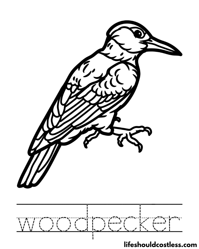 Letter W is for woodpecker worksheet example