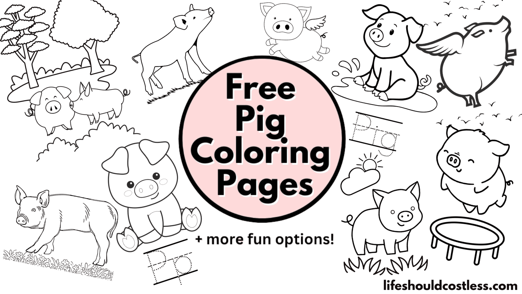 pig in mud coloring page