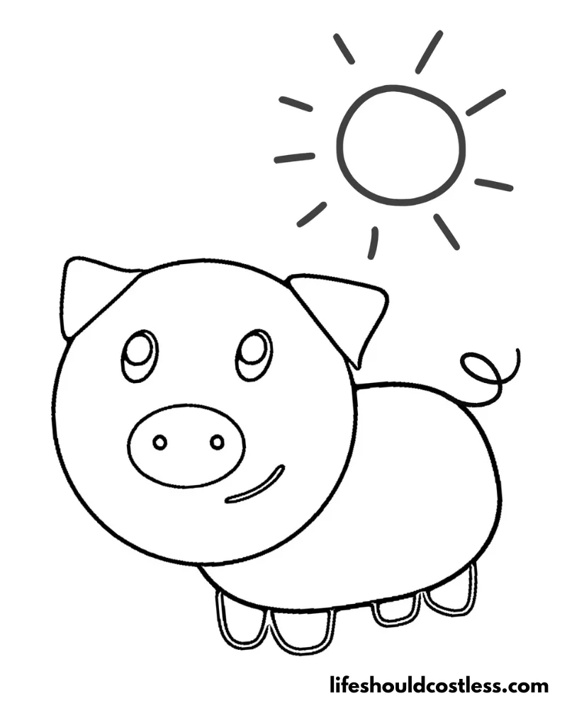 Cute Piggy Coloring Pages Example