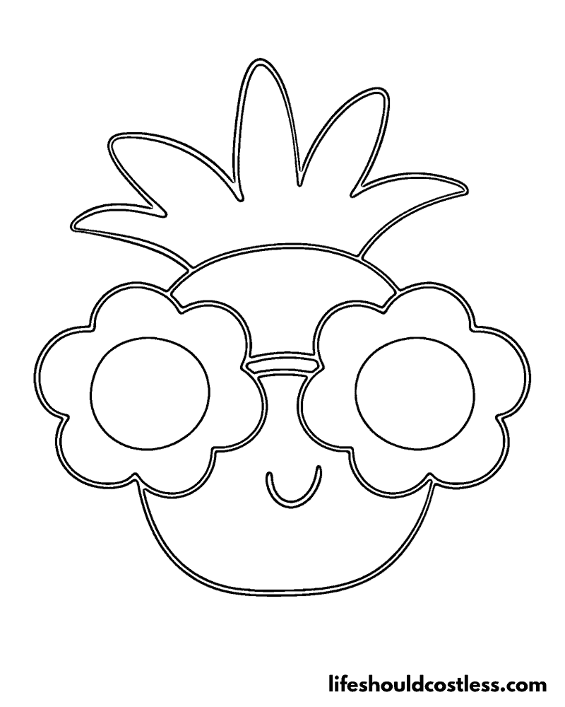 Cute Pineapple Coloring Page Example