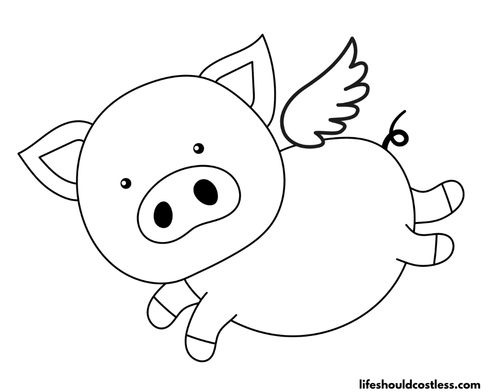Flying Pig Color Page Example (when pigs fly coloring page)