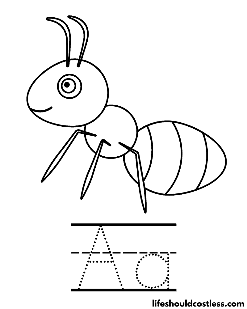 Letter A Is For Ant Coloring Page Example