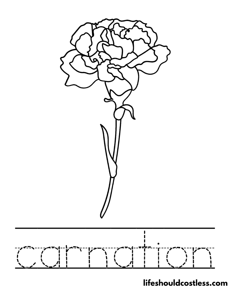 Letter C is for carnation worksheet example