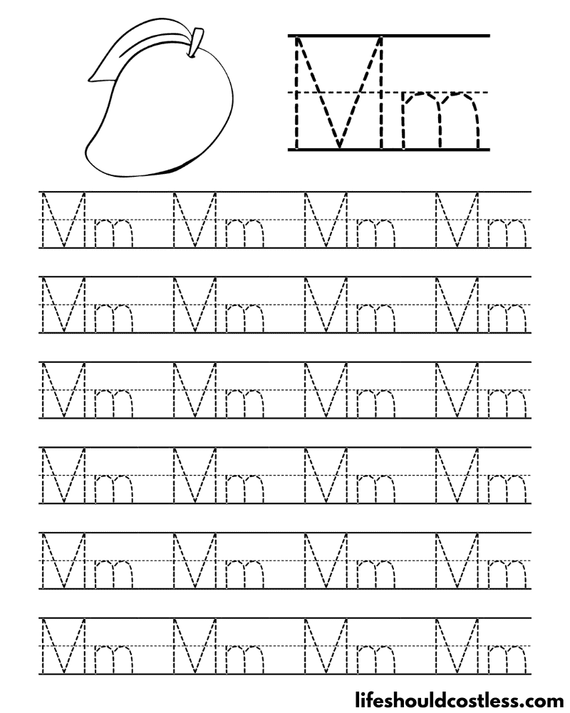 Letter M is for mango word page example