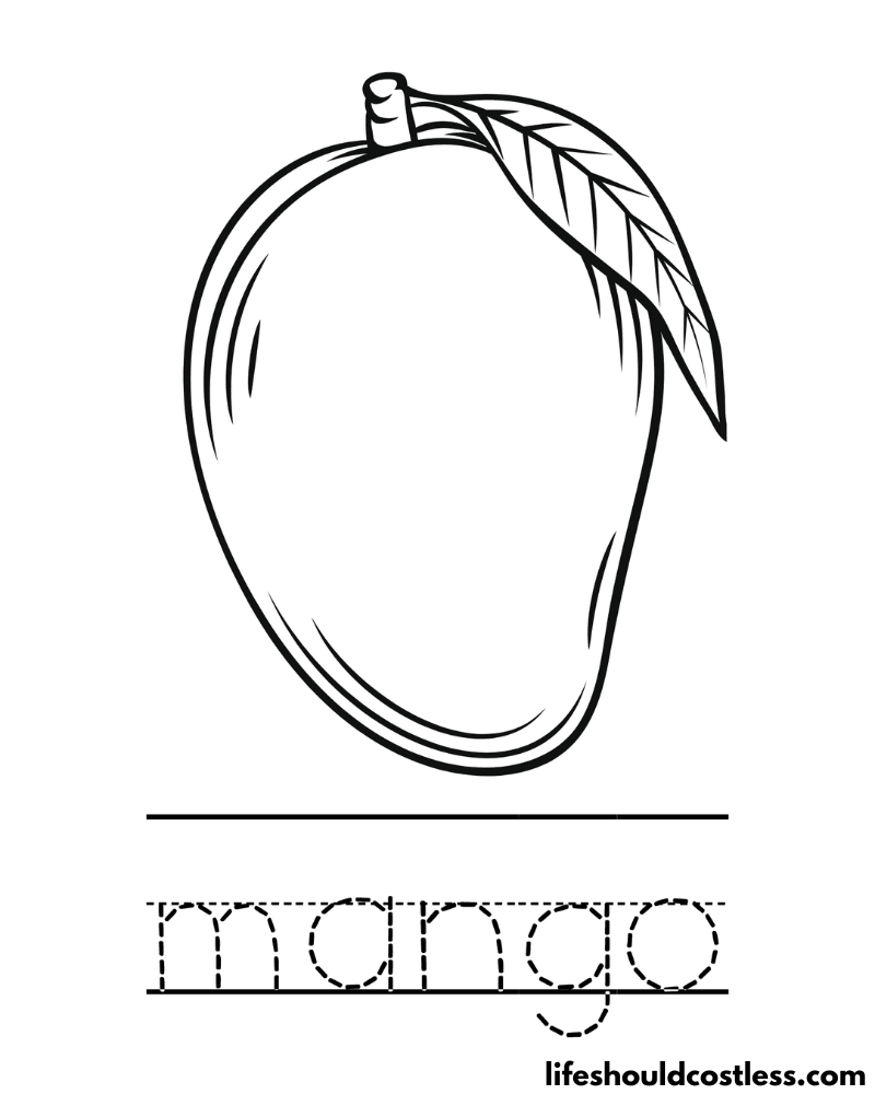Letter M is for mango worksheet example