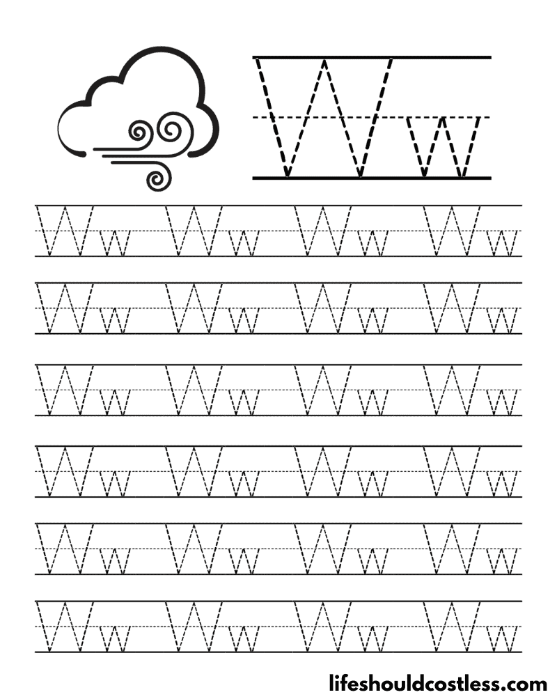 Letter W is for wind word page example