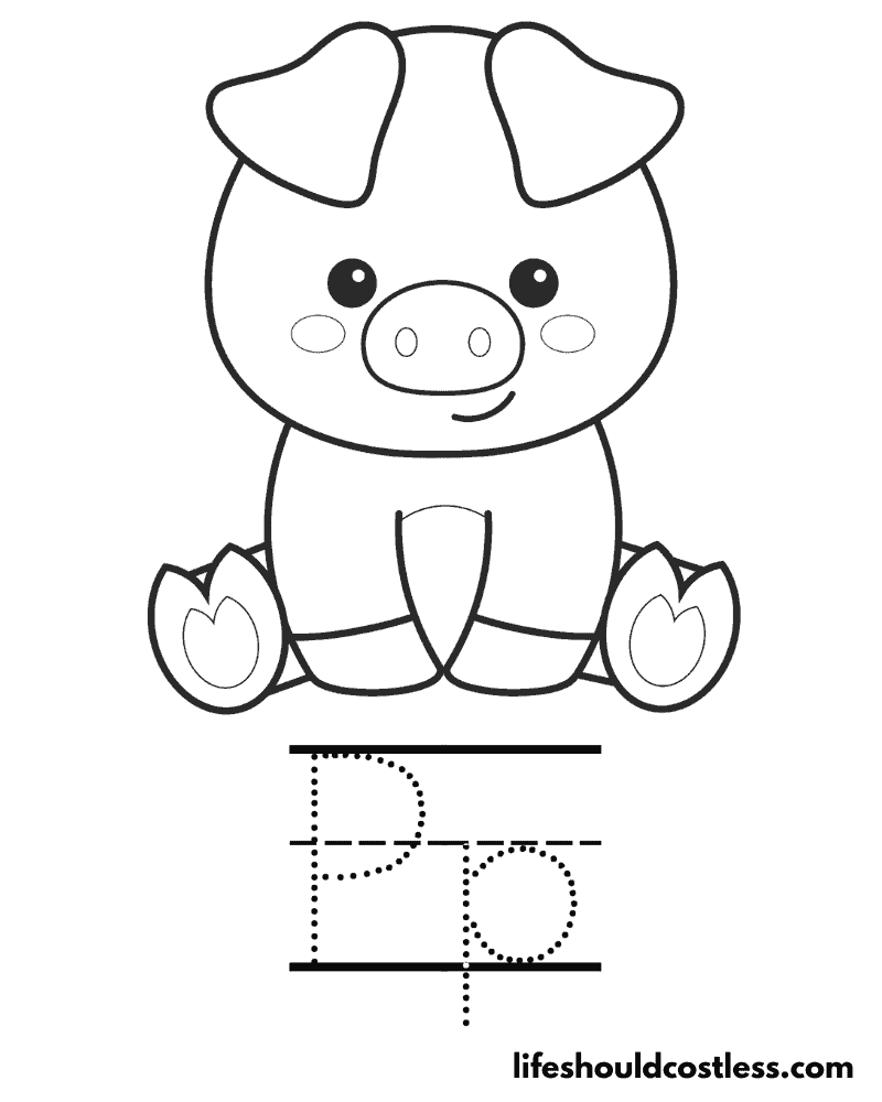 P is for pig coloring page example