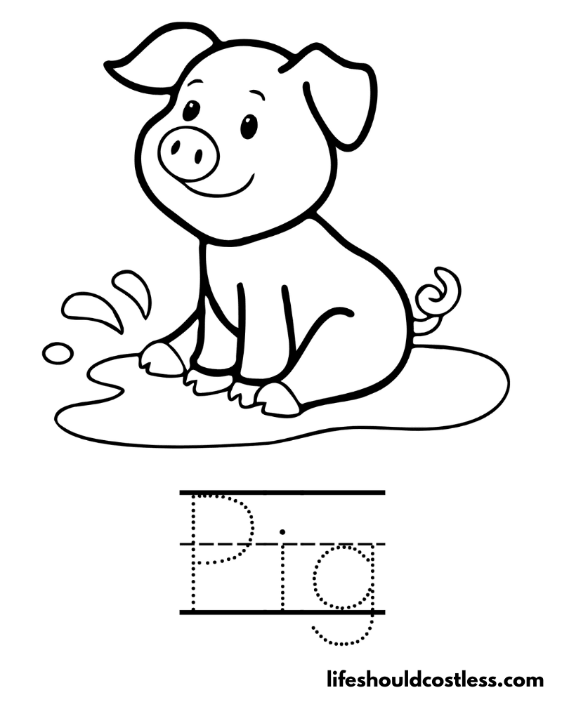 Letter P is for pig template example