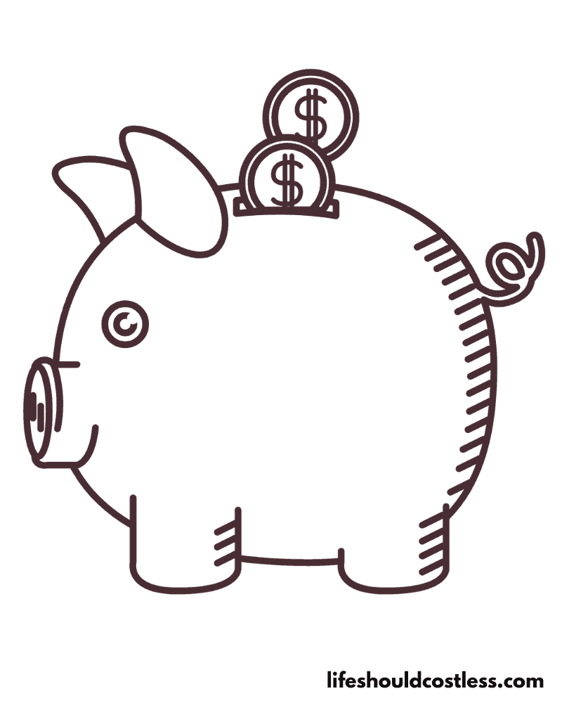 Piggy Bank Pig Color Sheet Example