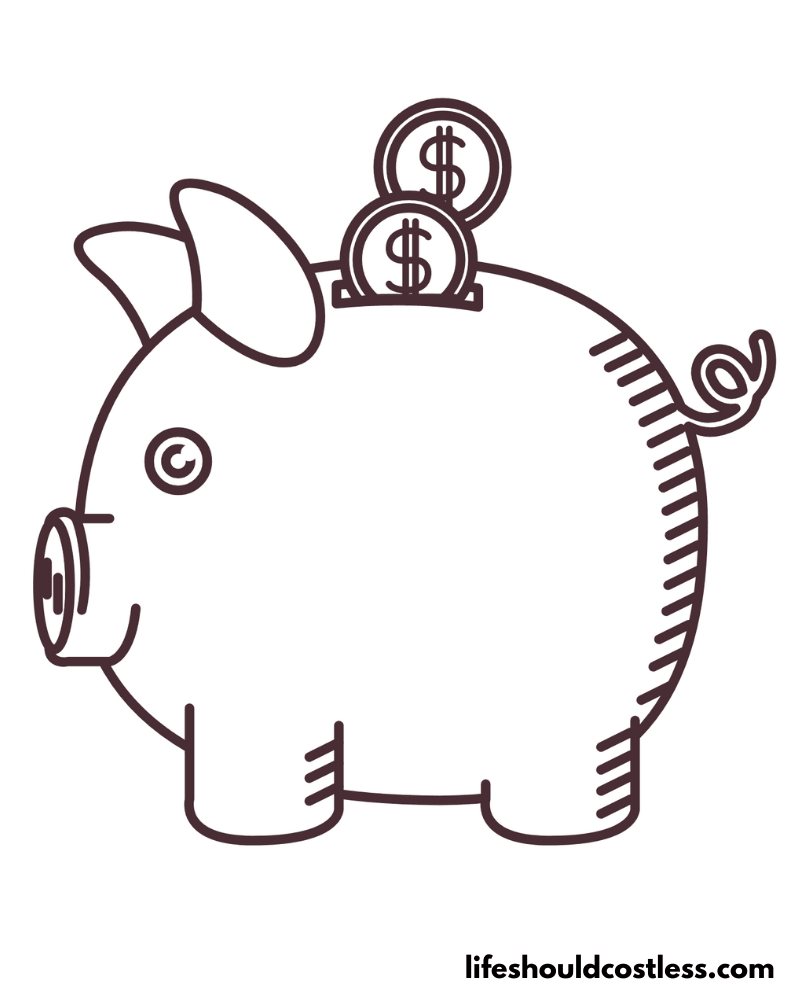 Piggy Bank Pig Color Sheet Example