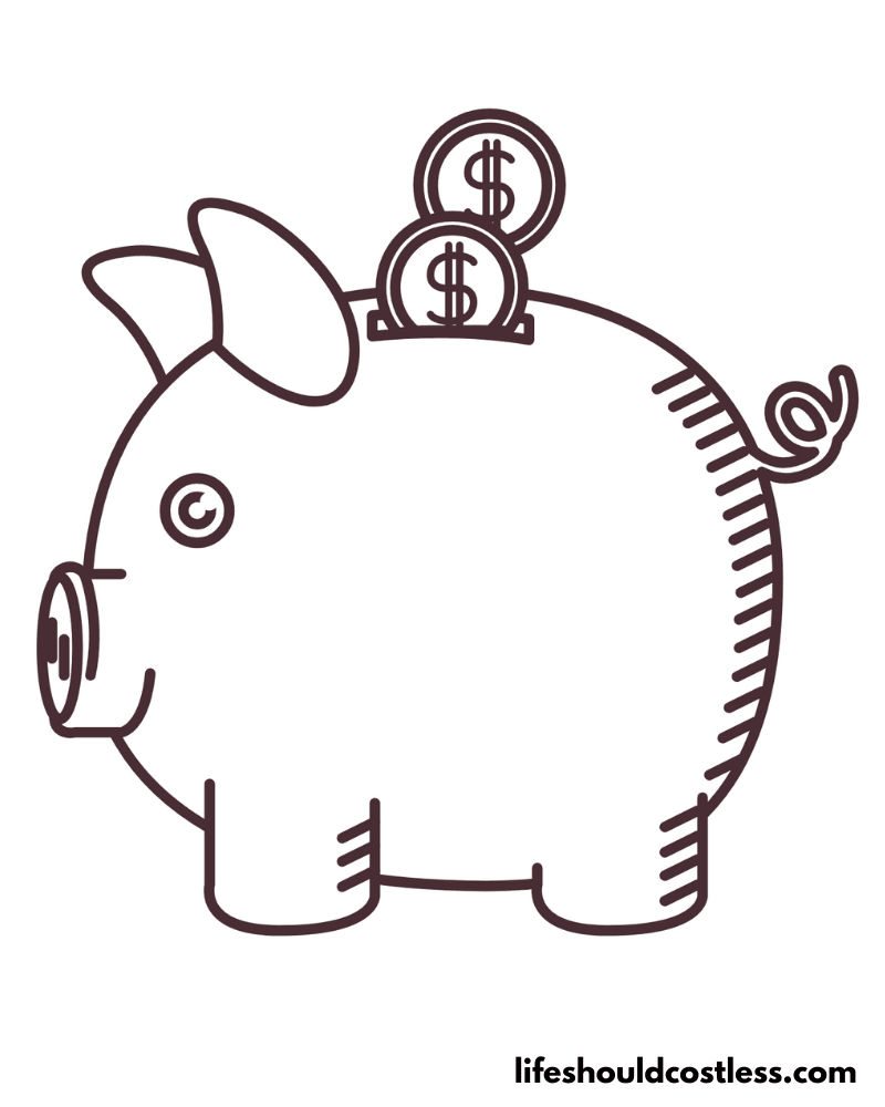 cute piggy bank coloring page