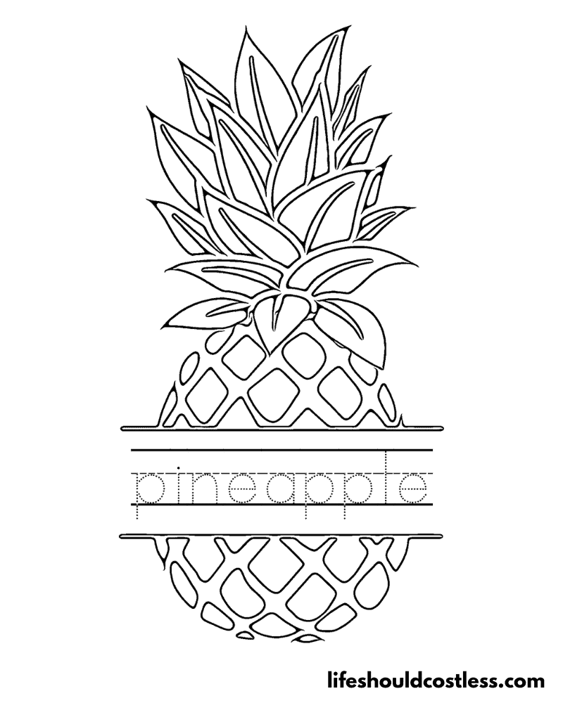 Pineapple Color Page Worksheet Example
