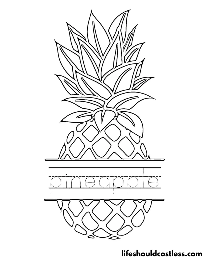 Letter P Pineapple Color Page Worksheet Example