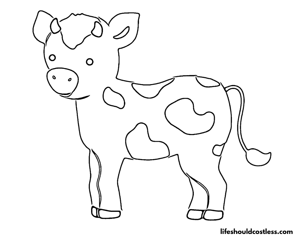 Baby cow coloring pages example