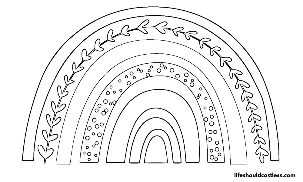 Boho Rainbow Outline Color Sheet Example