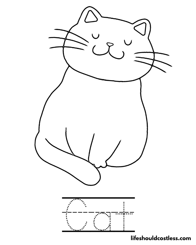 C is for cat coloring page example