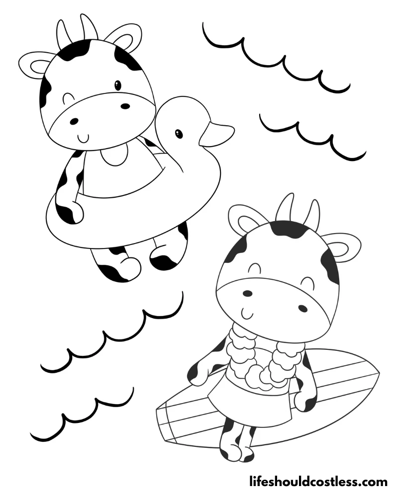 Cartoon cows coloring page example