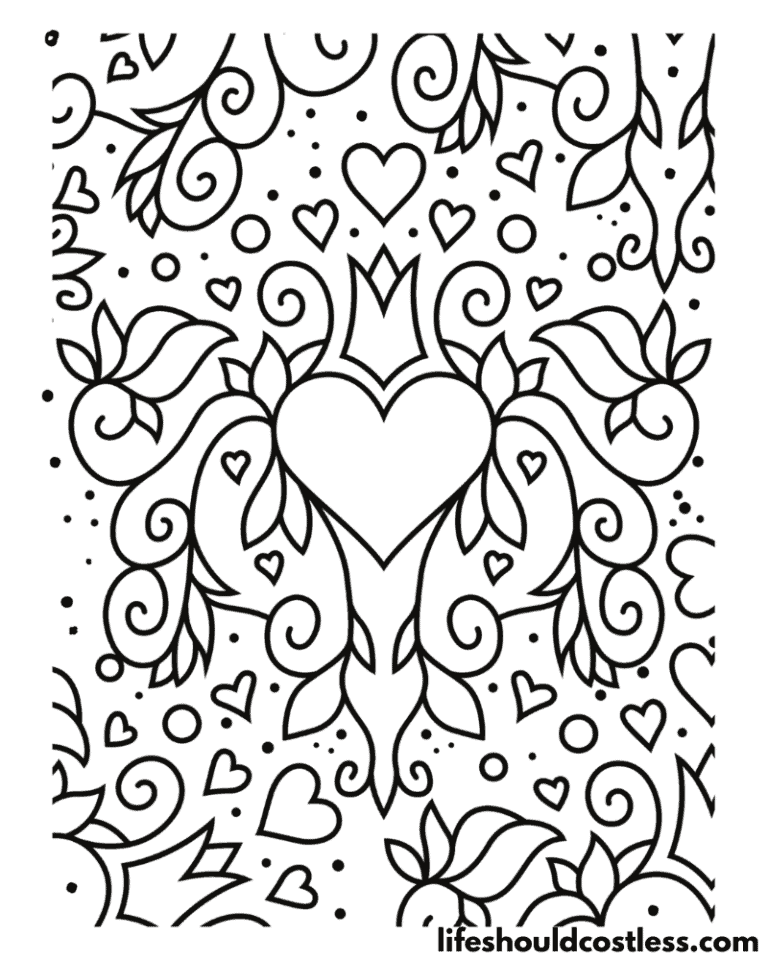 Love Coloring Pages (free printable PDF templates) - Life Should Cost Less