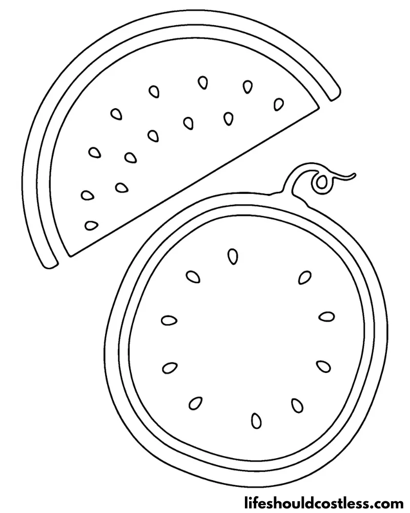 Coloring Page Of A Watermelon Example