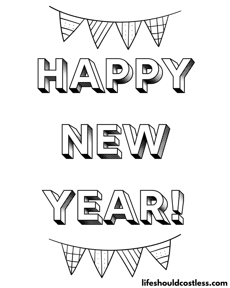 Coloring Pages Happy New Year Example
