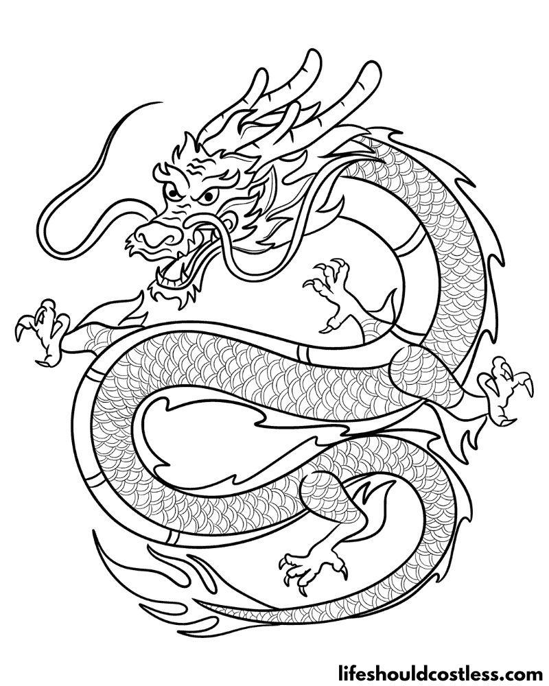 Coloring Pages New Year Dragon Example
