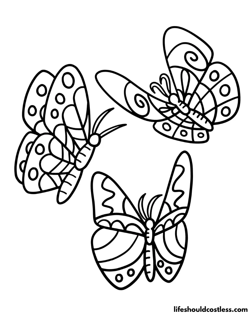 Coloring book pages of butterflies example
