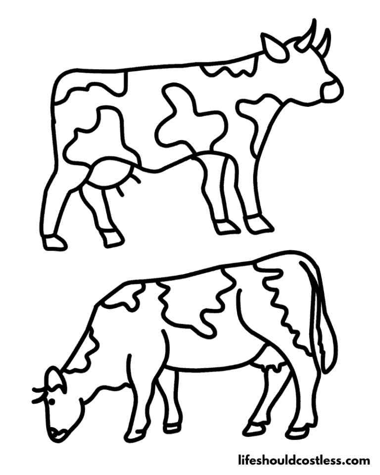 Cow Coloring Pages (free PDF prints) - Life Should Cost Less