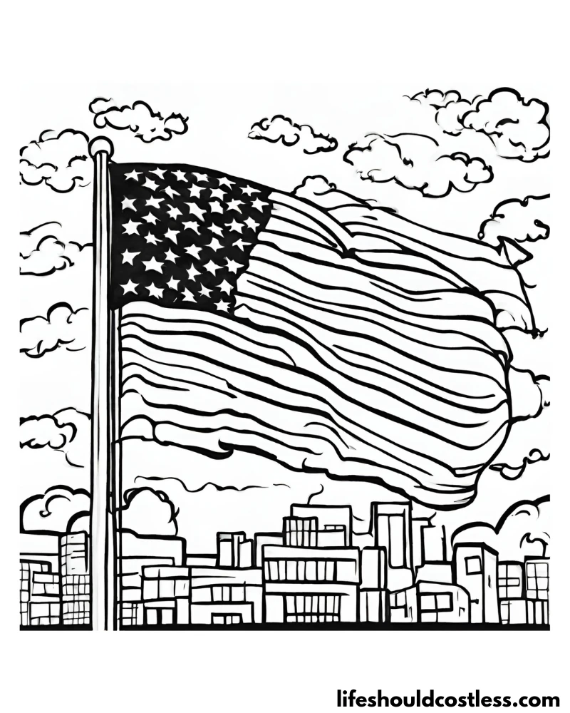 Coloring sheet of the American flag example