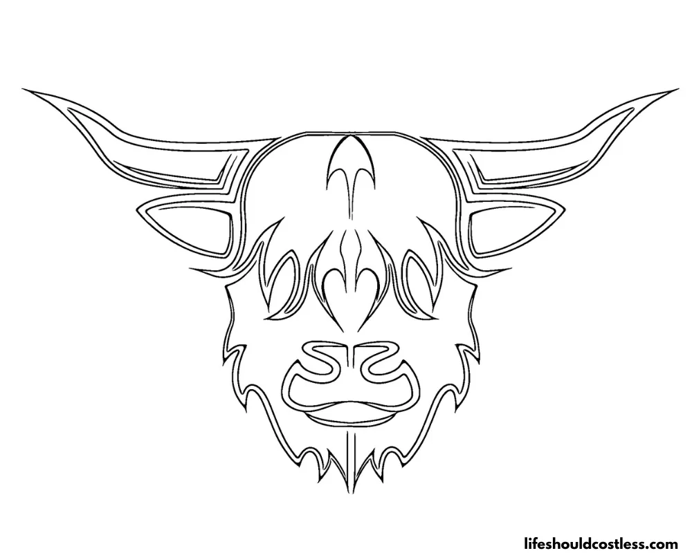 Cow face coloring page example