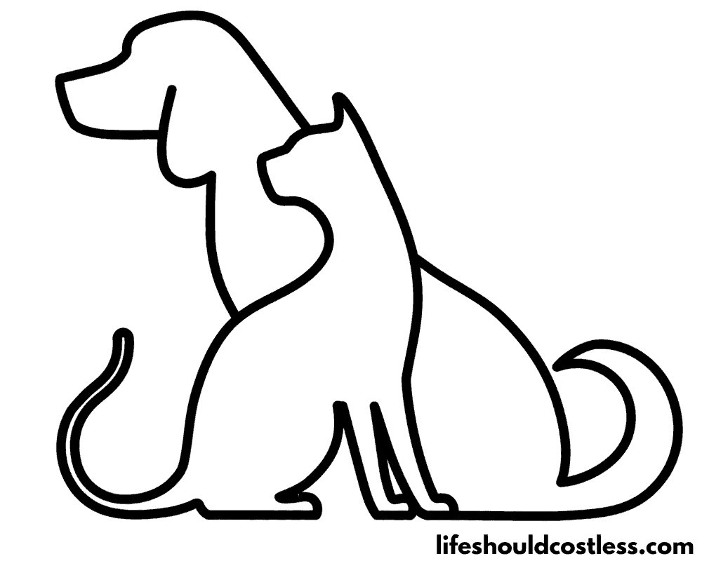 Dog and cat coloring page outline example